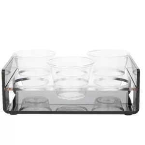 Mind Reader Black Acrylic 6 Slot Cup Holder Tray with Cutout Handles