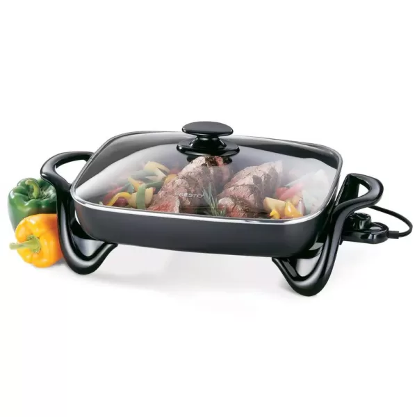 Presto 16 in. Black Non-Stick Electric Skillet with Lid