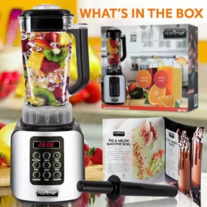 NutriChef 57 oz. 5-Speed Black Digital Countertop Blender with Pulse Blend, Adjustable Time and Speed Settings