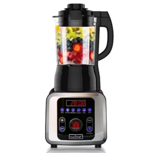 NutriChef 59 oz. 9-Speed Black Digital Countertop Blender with Heat, Adjustable Time/Temperature/Speed Settings