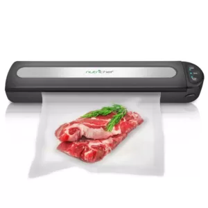 NutriChef White Kitchen Food Vacuum Sealer - Compact Electric Air Sealing Preserver System with Reusable Vacuum Food Bags