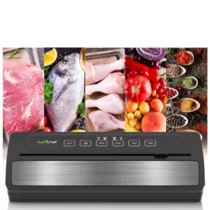 NutriChef White with Reusable Vacuum Food Bags Automatic Food Vacuum Sealer Electric Air Sealing Preserver System