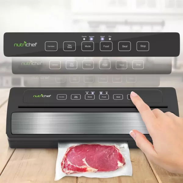 NutriChef White with Reusable Vacuum Food Bags Automatic Food Vacuum Sealer Electric Air Sealing Preserver System