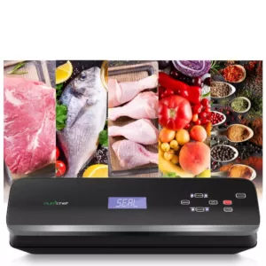 NutriChef White with Soft Touch Digital Button Controls Food Vacuum Sealer Electric Air Sealing Preserver System