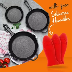 NutriChef 6-Piece Cast Iron Nonstick Skillet Set in Black