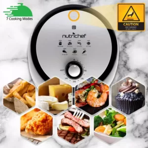 NutriChef Black Countertop Air Fryer Oven Cooker Healthy Kitchen Convection Air Fry Cooking