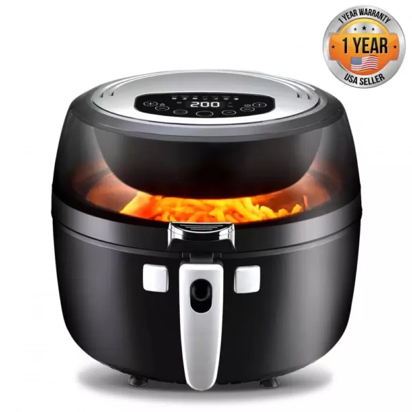 NutriChef Black Countertop Oven Air Fry Cooker Healthy Kitchen Air Fryer Convection Cooking