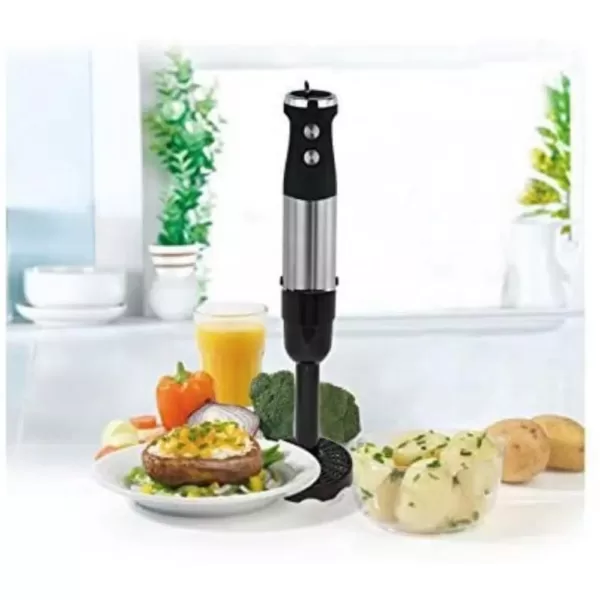 Ovente 6-Speed Hand Blender Potato Masher Attachment, Black