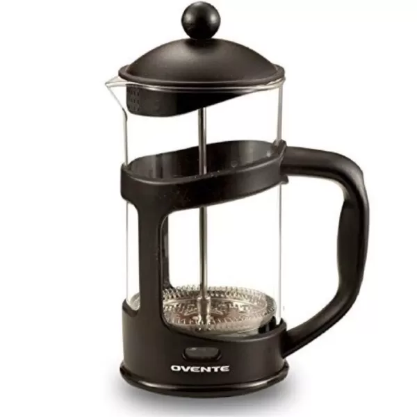 Ovente 4-Cup Black French Press Cafetiere Heat-Resistant Borosilicate Glass Coffee and Tea Maker FREE Measuring Scoop