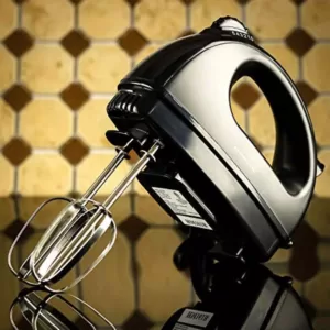 Ovente 5-Speed Hand Mixer Stainless Steel Chrome Beaters and Free Snap-On Case, 150W, Black