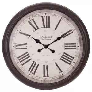 Pinnacle Baldaud Roman Numeral Antique Bronze Wall Clock