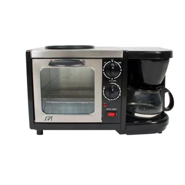 SPT Breakfast Center 1450 W 2-Slice Black Toaster Oven