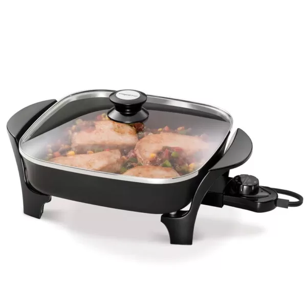 Presto 121 sq. in. Black Non-Stick Electric Skillet with Lid