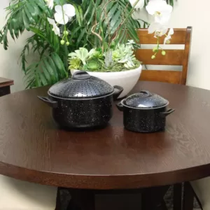 Gibson Home Casselman 4-Piece Steel Nonstick Pasta Pot Set in Black Speckle