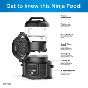 NINJA Foodi 6.5 Qt. Black Stainless Electric Pressure Cooker with Tender Crisp Technology