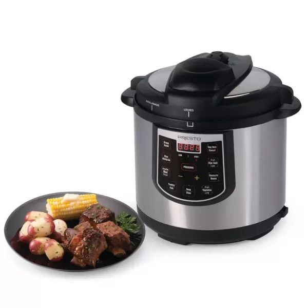 Presto 6 Qt. Black Stainless Steel Electric Pressure Cooker with Built-In Timer