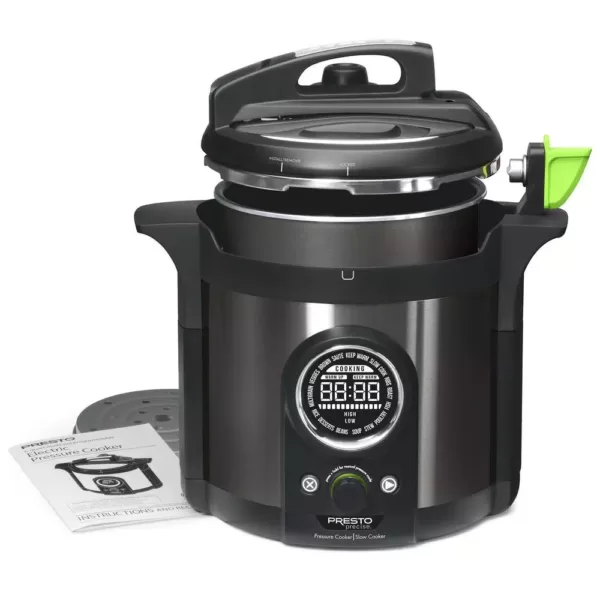 Presto Precise Plus 6 Qt. Black Stainless Steel Electric Pressure Cooker with Built-In Timer