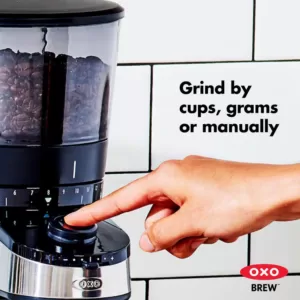 OXO 12 oz. Black Stainless Steel Burr Coffee Grinder with Integrated Scale