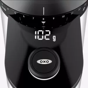 OXO 12 oz. Black Stainless Steel Burr Coffee Grinder with Integrated Scale