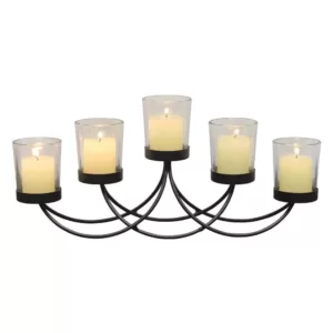 Stonebriar Collection Black Metal 5-Votive Candle Holder Centerpiece