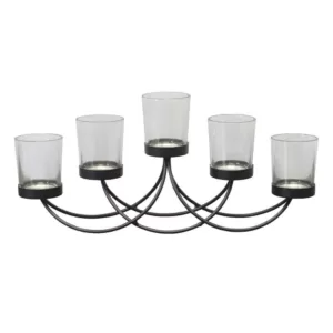 Stonebriar Collection Black Metal 5-Votive Candle Holder Centerpiece