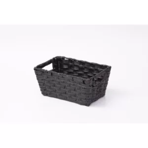 Vintiquewise Black Plastic Wicker Shelf Basket Organizer