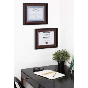 DesignOvation LeMans 8.5 in. x 11 in. Black/Walnut Brown Picture Frames (Set of 4)