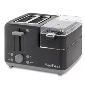 West Bend Breakfast Station 2-Slice Black Wide Slot Toaster with Removable Crumb Tray