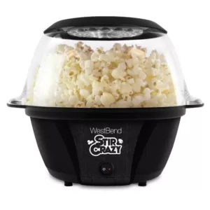 West Bend 6 oz. Black with Improved Butter Melting Stir Crazy Electric Hot Oil Popcorn Popper