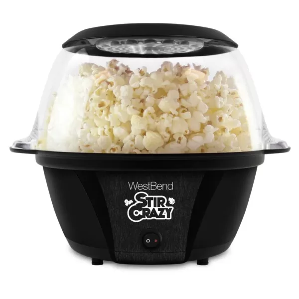 West Bend 6 oz. Black with Improved Butter Melting Stir Crazy Electric Hot Oil Popcorn Popper