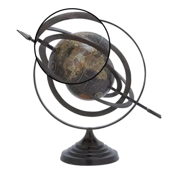 LITTON LANE Modern Black Globe and Armillary Sphere with Spear Finials