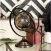 LITTON LANE Modern Black Globe and Armillary Sphere with Spear Finials