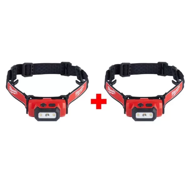 Milwaukee 475 Lumens LED Rechargeable Hard Hat Headlamp (2-Pack)