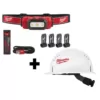 Milwaukee 475 Lumens LED Rechargeable Hard Hat Headlamp w/BOLT White Type 1 Class C Front Brim Vented Hard Hat