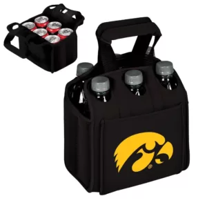 Picnic Time University of Lowa Hawkeyes 6-Bottles Black Beverage Carrier