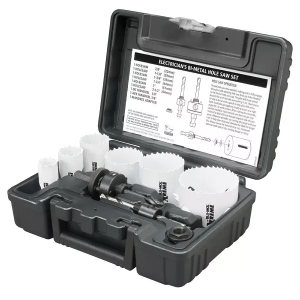 BLU-MOL Electrician's Xtreme Bi-Metal Hole Saw Kit (9-Piece)