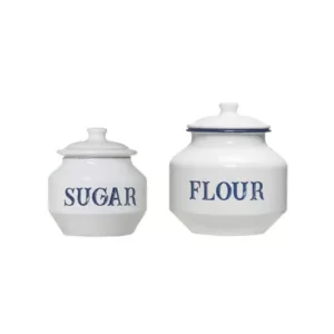 3R Studios Enameled Metal "Flour" Canister with Lid