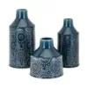 Benjara Glazed Blue Ceramic Floral Vases (Set of 3)