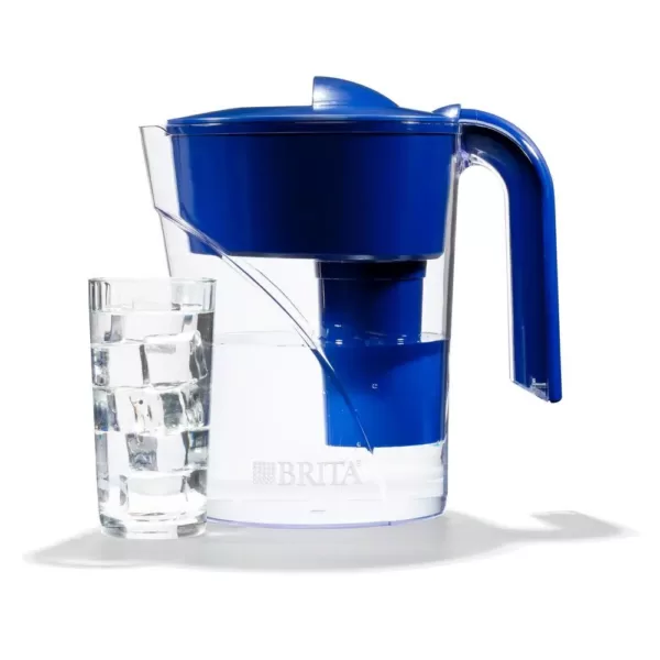 Brita Six 8 oz. Glasses Mist Water Filter Pitcher in Dark Blue, BPA Free