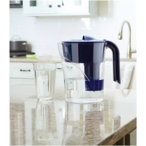 Brita Six 8 oz. Glasses Mist Water Filter Pitcher in Dark Blue, BPA Free