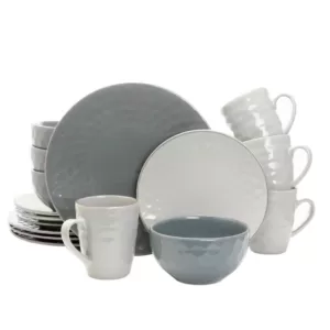 Elama Tahitian Grand 16-Piece Casual Blue Stoneware Dinnerware Set (Service for 4)