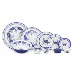 Golden Rabbit Blue Crab 20 in. Enamelware Serving Tray