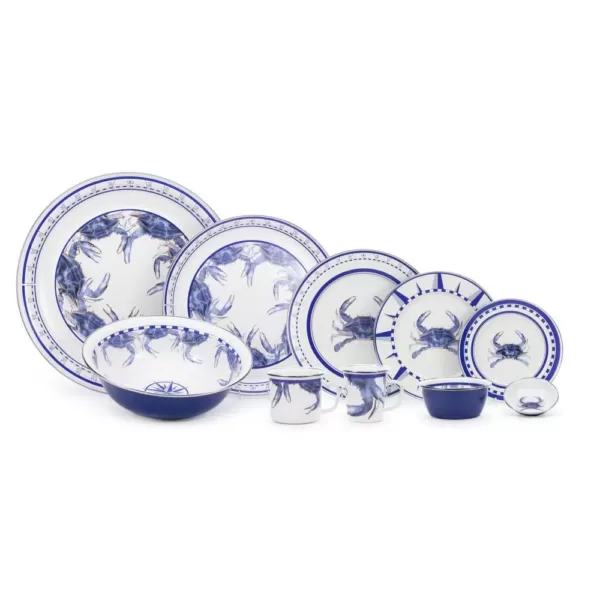 Golden Rabbit Blue Crab 20 in. Enamelware Serving Tray