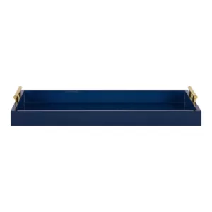 Kate and Laurel Lipton 10 in. x 24 in. Navy Blue Decorative Tray