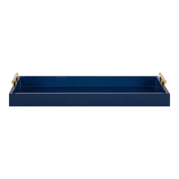 Kate and Laurel Lipton 10 in. x 24 in. Navy Blue Decorative Tray