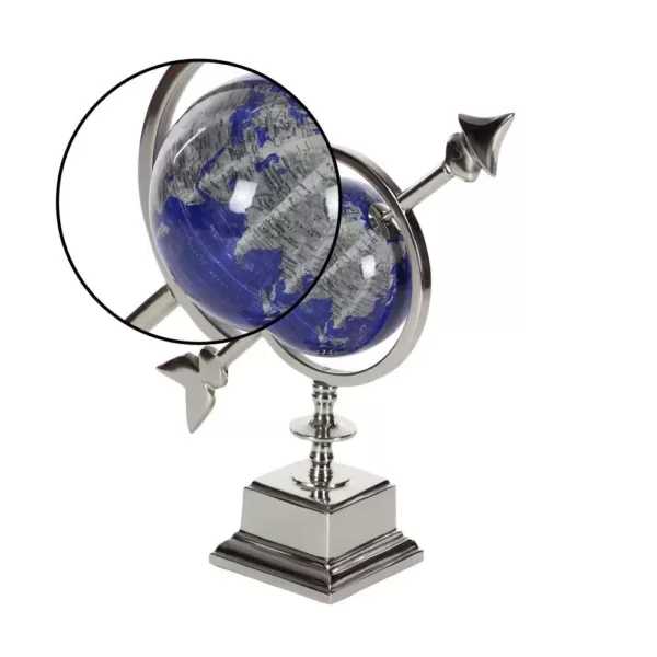 LITTON LANE 14 in. Modern Blue Aluminum and Plastic Decorative Globe