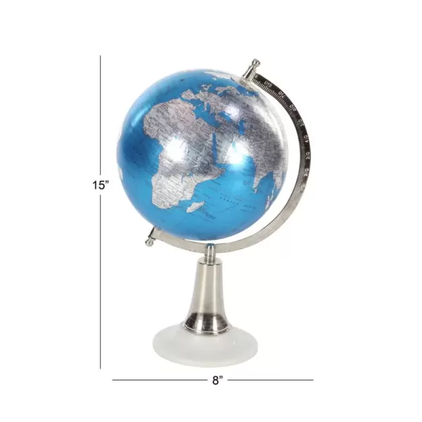 LITTON LANE 15 in. x 8 in. Modern Decorative Globe in Blue and Silver