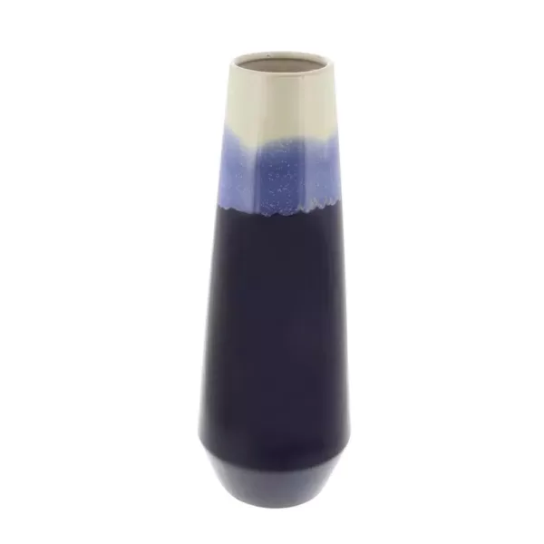 LITTON LANE 20 in. Ceramic Tulip-Shaped in Blue and White Gradients Decorative Vase