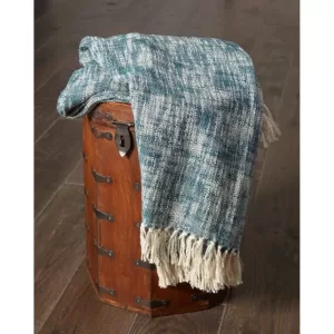 LR Resources Blue Chambray Woven Throw