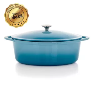 MegaChef MegaChef 7 Qt. Oval Enameled Cast Iron Casserole in Blue